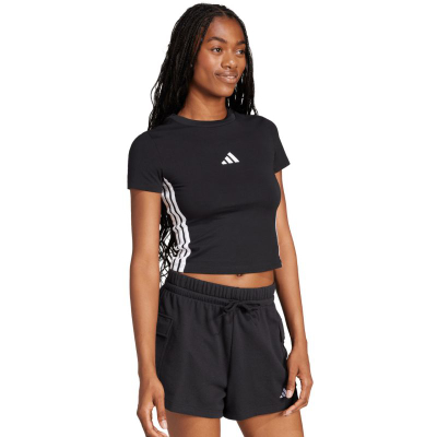 Блуза за бебе adidas Essentials 3 Stripes Slim Fit, памук еластан, бела