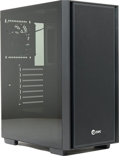 Kutia e kompjuterit ZenPC Flow TG, Midi Tower, 4 fresa P12 PWM ARGB, e zezë