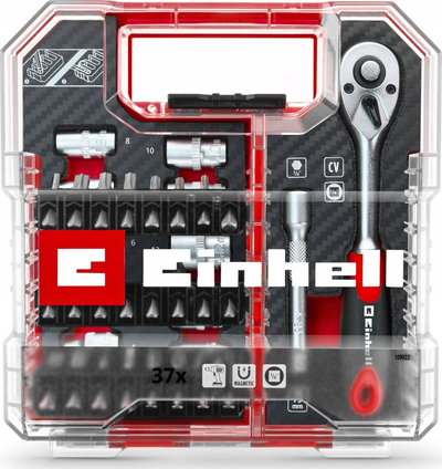 Set bitash dhe çelësash Einhell 1/4", 37 pjesë, çelik S2, L-CASE