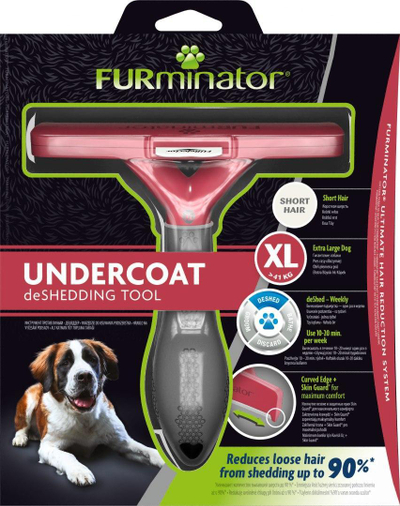 FURminator за кучиња FURminator Giant, за кратка длакна, за кучиња над 45kg, црн и црвен