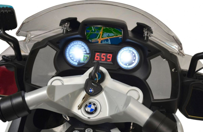 Motoçikletë lodër BMW R1200RT Police, 45W, bateri 12V 7Ah, ngjyrë argjendtë me blu