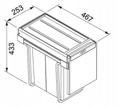 Кош за ѓубре Franke Cube 30L, рачно извлекување, сив