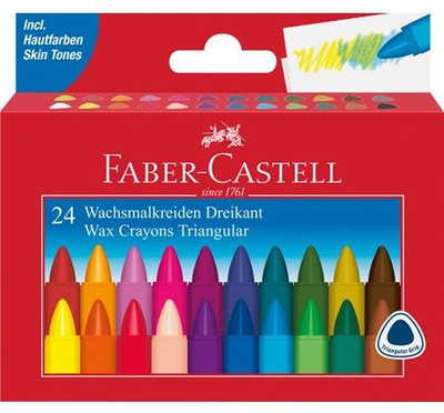 Ngjyra dylli Faber-Castell Wax Crayons, 24 copa, me kuti