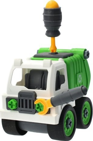 Lodër kamion plehrash Mega Creative Truck Car, me vida, me kaçavidë, jeshil e bardhë