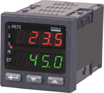 Regullator temperature i programueshëm Lumel RE72, 3 dalje releje, furnizim 85-253V AC, i zi