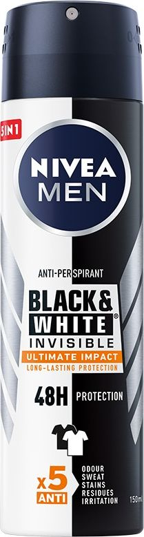 Nivea Men Black & White Invisible Ultimate Impact Антиперспирант Спреј, 150 ml