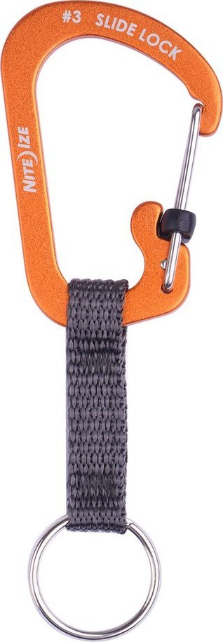 Karabiner Nite Ize SlideLock, me unazë çelësash, me rrip najloni, argjendtë