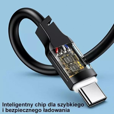 Kabllo USB Usams Lithe Series, USB C me USB C, 1.2 m, 100W, e zezë