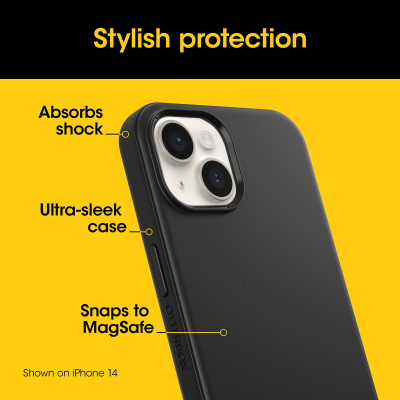 Mbulesë OtterBox Symmetry MagSafe për iPhone 13 14 15, e hollë, e zezë