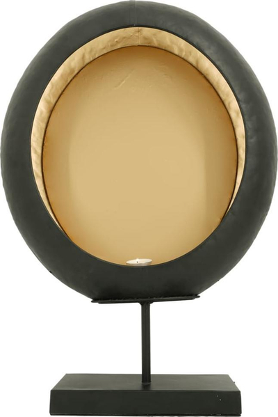 Mbajtëse qiriri Lesli Living Oval On Stand, 39.5x13x60 cm, dekorative, e zezë me të artë