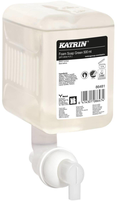 Пенест сапун за раце Katrin Green Foam 86481, 500 ml, мирис на брезово дрво