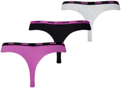 Женски гаќички стринг PUMA Thong, пакет 3 парчиња, еластичен памук, во повеќе бои
