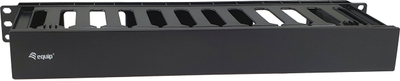 Panel për rregullim kabllosh LevelOne Equip 327318, 19", për rack, i zi