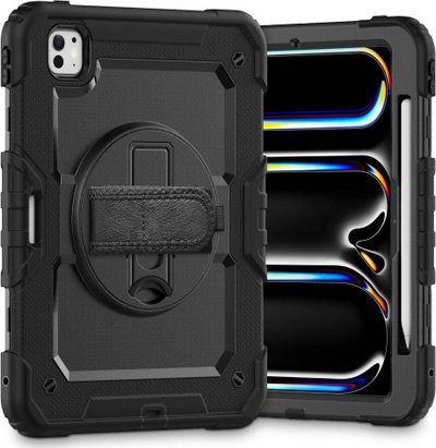 Mbrojtëse tablet Tech-Protect Solid360 për iPad Pro 11" 2024, 360°, me këmbë dhe rrip, e zezë