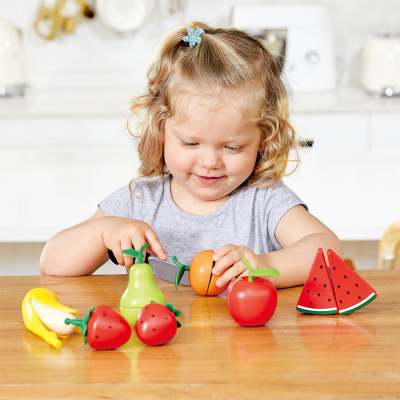 Set lodrash kuzhine Hape Healthy Fruits, 8 pjesë, druri, me ngjyra