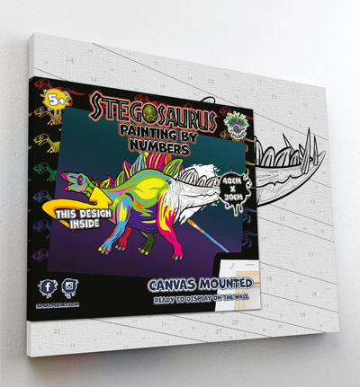 Set pikturimi Stegosaurus Paint by Numbers, kanavacë 40 x 30cm, me bojra edhe penela, shumëngjyrësh