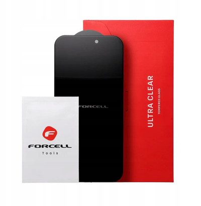 Mbulesë xhami Forcell Privacy Glass për iPhone 16, xham i temperum, me efekt privatësie, e zezë