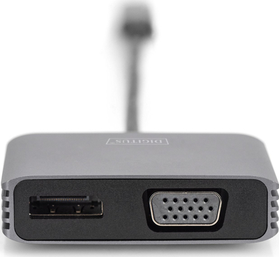 Adapter USB Digitus USB C në DisplayPort dhe VGA, 0.2m, 4K Ultra HD, gri