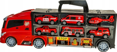 Set lodrash me automjete Smily Play Vehicle Set Suitcase, valixhe kamion, me dorezë, shumëngjyrëshe