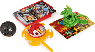Set lodra Bakugan Starter 3 Pack, Special Attack Dragonoid Nillious Hammerhead, figurina rrotulluese, me karta loje, shumëngjyrësh