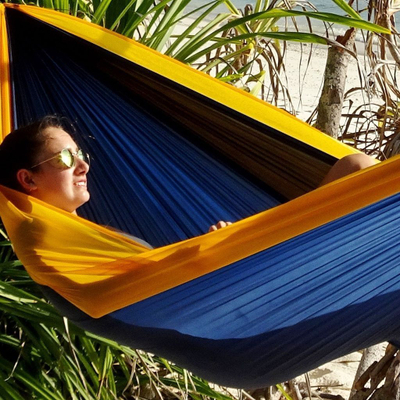 Varëse kampingu Amazonas Adventure Hammock, XXL, shumë e lehtë, blu me të verdhë