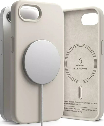 Футрола за телефон Ringke Silicone Magnetic MagSafe Stone, за iPhone 16e, силиконска, сива