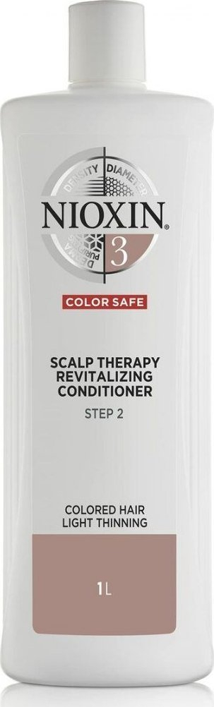 Balsam flokësh Nioxin System 3 Scalp Revitaliser, 1000ml, për flokë të lyer, shishe e bardhë