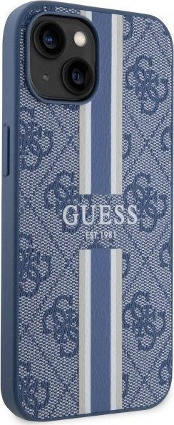 Mbulesë telefoni Guess 4G Printed Stripes MagSafe për iPhone 14 Plus, hardcase, blu