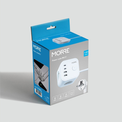 Prizë kockë Morre M403, 3x AC, 4x USB, 1.5m, e bardhë