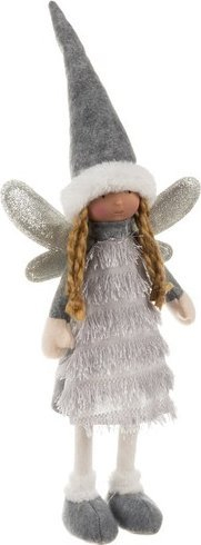 Декоративна новогодишна фигура Ruhhy Fairy 22343, со декоративни крилја, сива