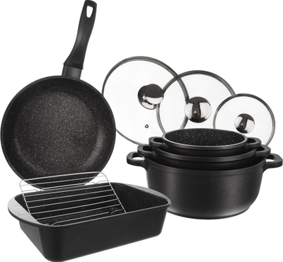 Set tenxheresh Orion Grande, 9 copë, me veshje jo ngjitëse, ngjyrë gri