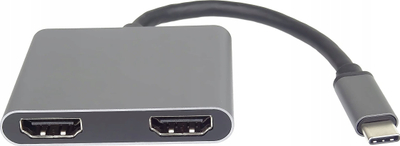 Adapter MST PremiumCord USB C në 2x HDMI, USB 3.0, 4K, gri