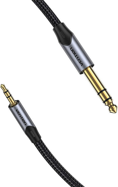 Kabllo audio Vention TRS 3.5mm me 6.5mm, 5m, pambuk i gërshetum, gri