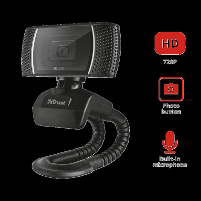 Webcam Trust Trino, 8MP, HD 720p, USB 2.0, e zezë