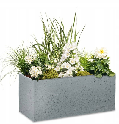 Vazo drejtkëndore Scheurich C Cube, 59 cm, plastike, gri gur
