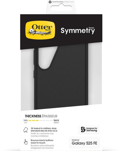 Kapak telefoni OtterBox Symmetry DELANEY, për Samsung Galaxy S25 FE, i fortë ndaj rënieve, i zi