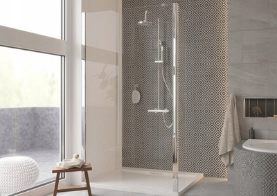 Panel anësor dushi Besco ECO N FLEX PEF 30 195C, 30x195 cm, xham i kthjellët, kornizë krom