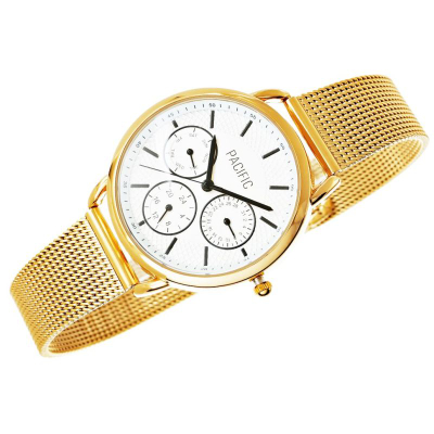 Ora dore për gra Pacific Chronograph X6180-3, kronograf dekorativ, çelik inox, ari