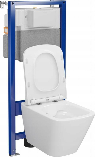 Set i fshehtë WC Cersanit Aqua Plus Mechanical CITY S701-796, guacë pa unazë, ulëse soft close, e bardhë