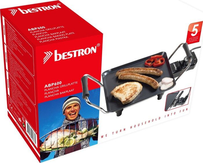 Grill elektrik Bestron ABP600 Plancha, 1000W, 21 x 21 cm, i zi