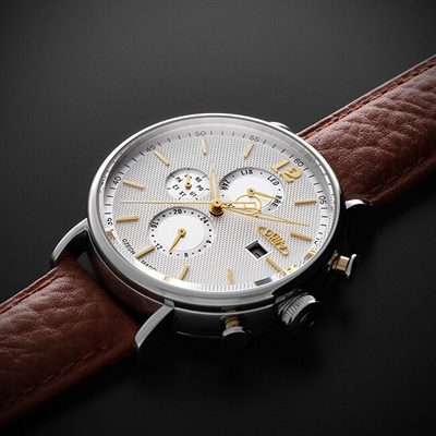 Orë dore për meshkuj Trim Elegance CZ 2023 Automatic W01P.13195.C, e kaftë/e argjendtë