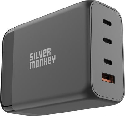 Karikues GaN Silver Monkey SMA155, 200W, 3x USB-C PD, USB-A QC 3.0, i zi