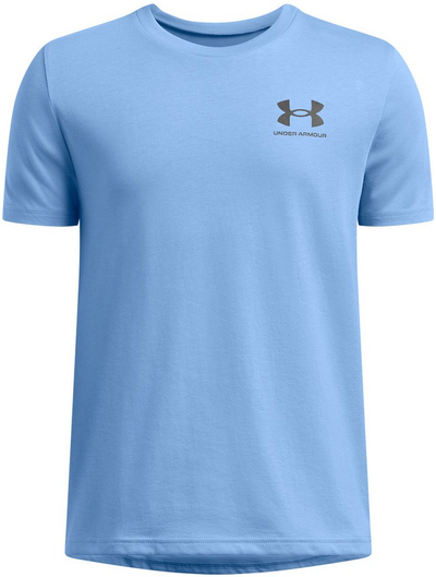 Bluzë sportive Under Armour Sportstyle Left Chest Boys, pambuk poliester, blu