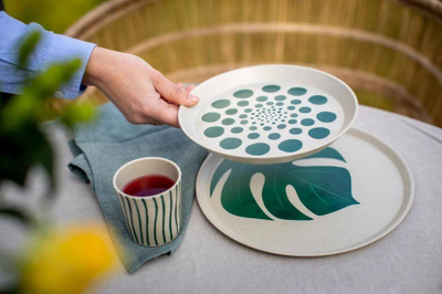 Set pjata Koziol Plate Connect Monstera, 20.5cm, set 4 copë, shumëngjyrëshe