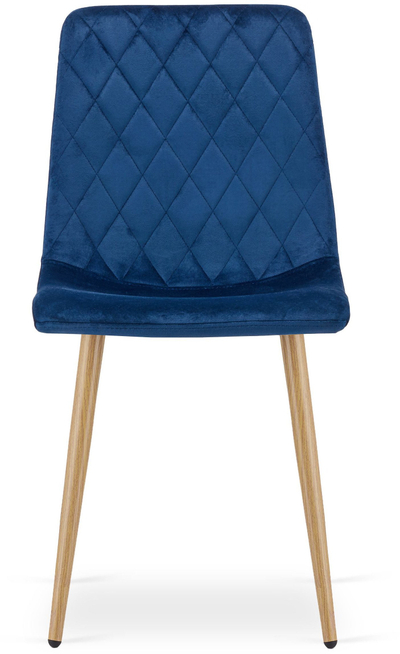 Set karrigesh Oskar Turin, kadife blu, këmbë dru lisi, 4 copë