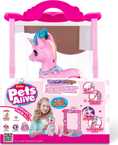 Lodër unicorn Pets Alive My Magical Unicorn With Stable, me stallë, shumëngjyrëshe