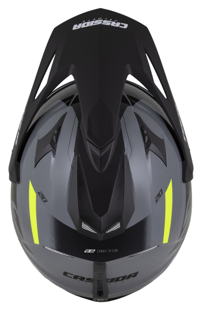 Helmetë moto Cassida Tour 2.0 X-tra, polikarbonat, vizor dielli, gri e verdhë fluo e zezë mat
