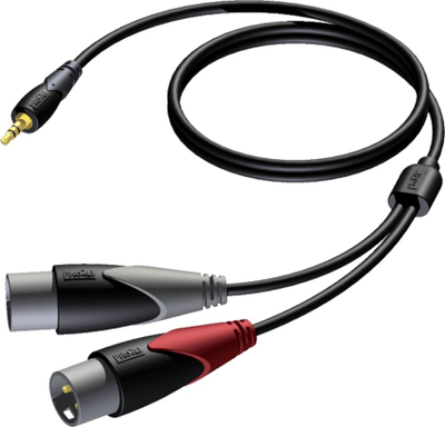 Kabllo audio Procab Mini Jack 3.5mm në 2x XLR, 1.5m, e zezë