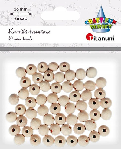 Rruaza druri Titanium Craft Fun, rrumbullake 10 mm, 60 copë, ngjyrë druri natyrale