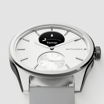Orë smart hibride Withings ScanWatch 2, 42mm, me EKG dhe matje temperature, e bardhë
